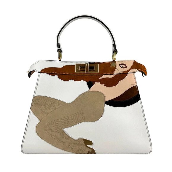 Auth FENDI Peekaboo IseeU Medium Handbag Shoulder Bag White/Multicolor - z3921 - Picture 1 of 14